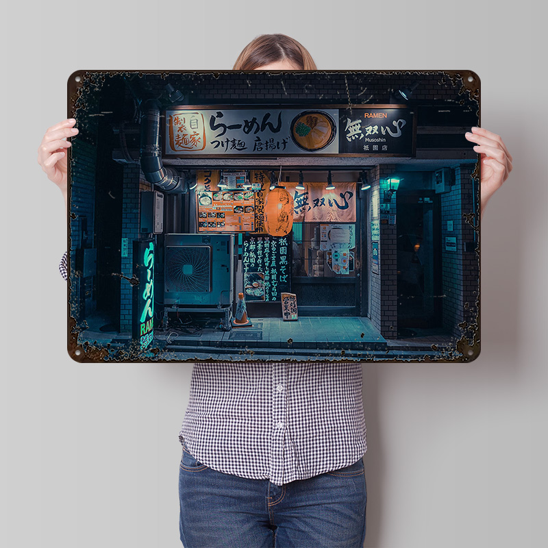 Retro Gaming Kyoto - Cyberpunk Ramen Gion Kyoto Metalen Poster