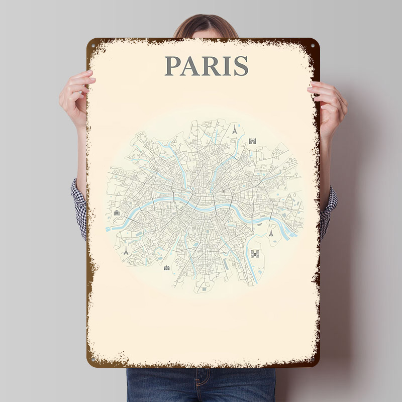 Retro Gaming Paris - Parijs Stadskaart Blikken Poster Op Maat