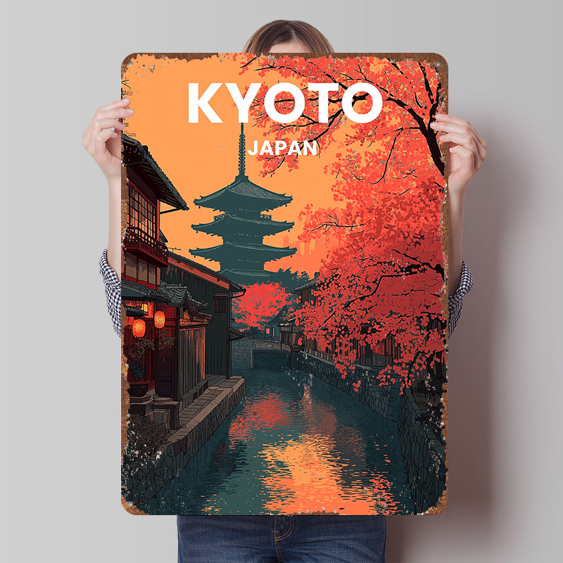 Retro Gaming Kyoto - Kyoto Japan Pagode Kanaal Metalen Poster