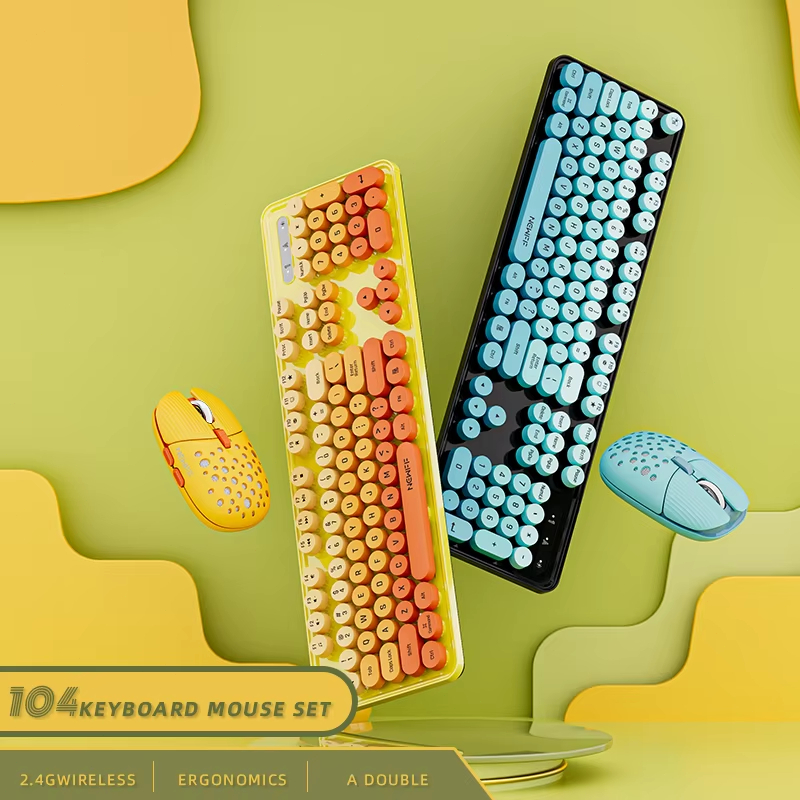 Retro Gaming Kc - 2.4G Draadloos Ergonomisch Gaming Toetsenbord en