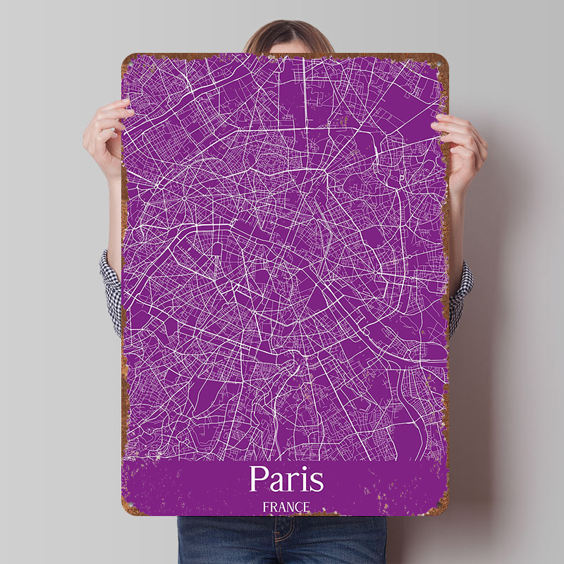 Retro Gaming Paris - Parijs stadskaart geprinte poster gepersonaliseerde retro
