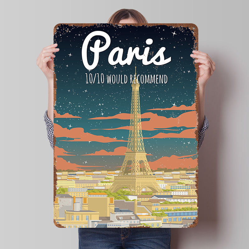 Retro Gaming Paris - Parijs Eiffeltoren Reisposter Aangepaste vintage metalen