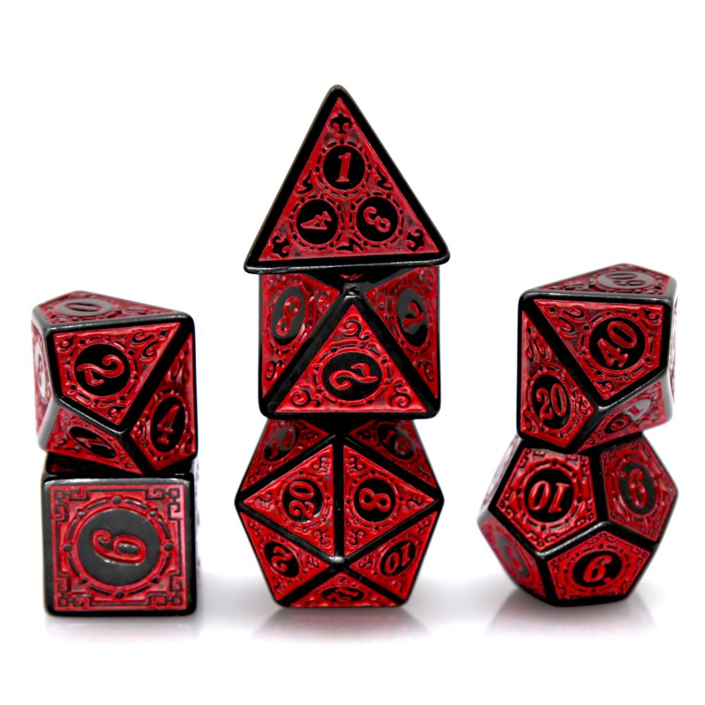 Retro Gaming Kit - 7 Stuks Zwart Rood Acryl Polyhedrale