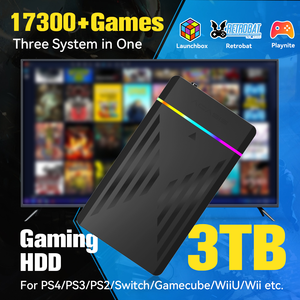 Retro Gaming Tv - 3TB Draagbare Gaming HDD LaunchBox/Retrobat/Playnite Retro