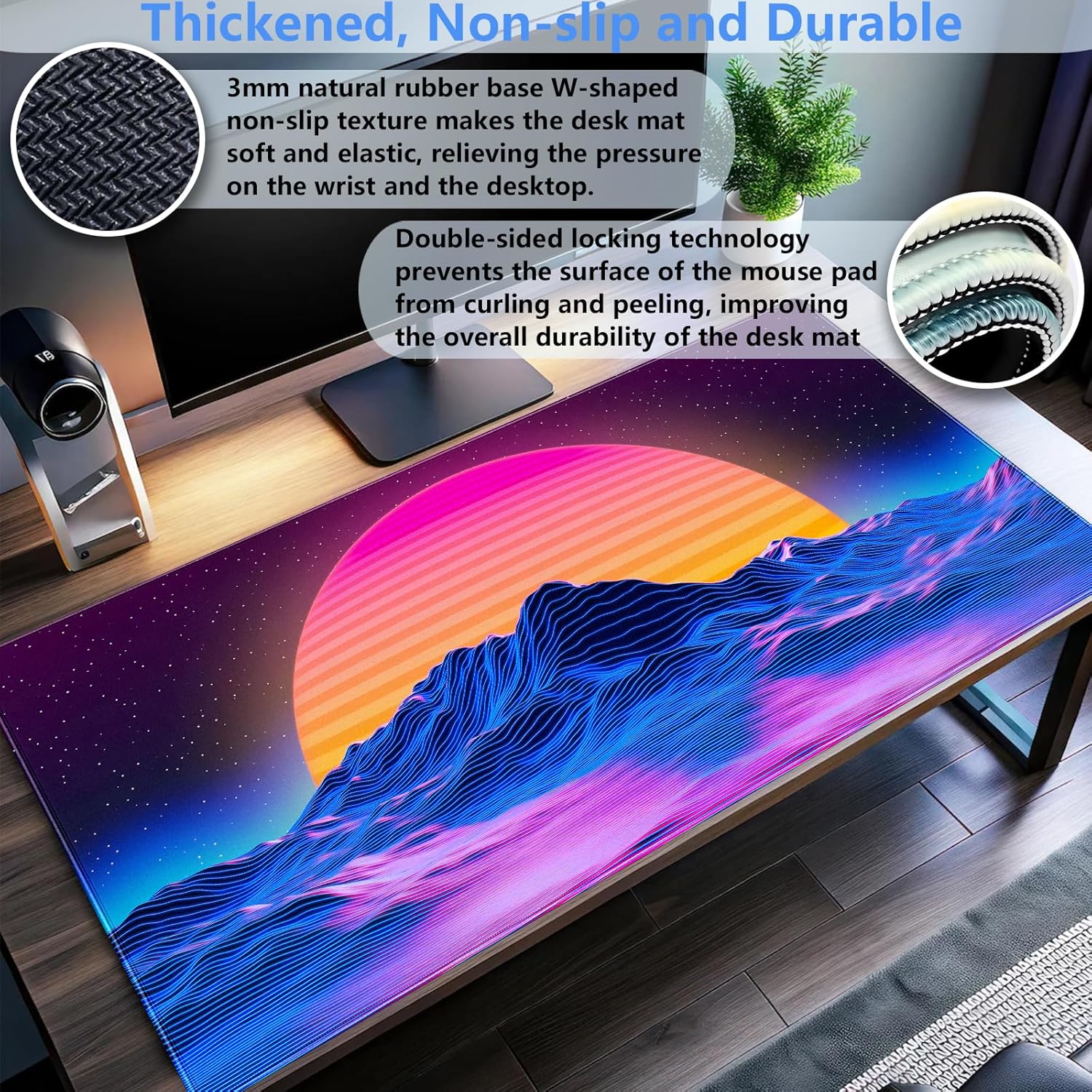 Retro Synthwave Mountain Sun b - Mouse Gaming Retro recensie en prijs